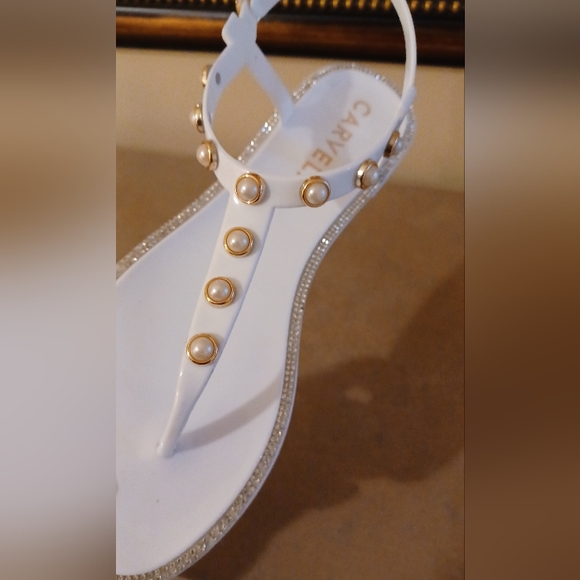 Carvela Kurt Geiger Pearl Jeweled & Rhinestones Flip Flop Sandals Size EU 40 - Picture 12 of 14